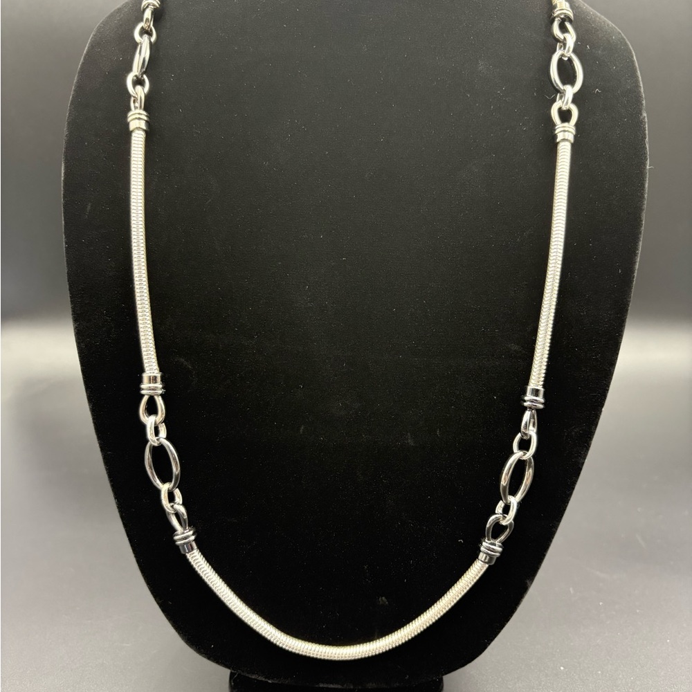 Sleek Silver and Black Chain Necklace